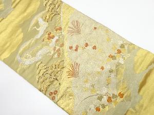 遠山に松・鶴・蔦の葉模様織り出し　袋帯